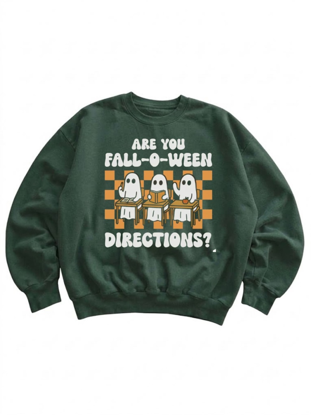 Gildan Dark Green "Are You Fall-O-Ween Directions?" Graphic Sweatshirt